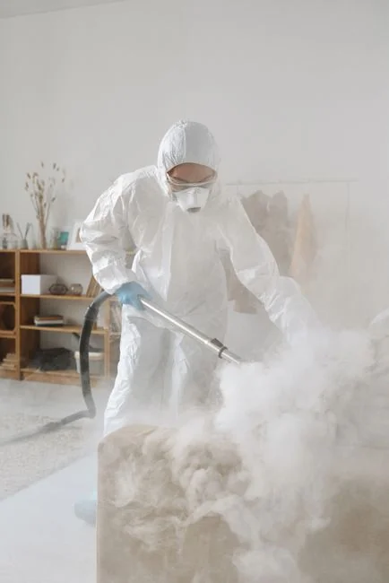 Personne utilisant un vaporisateur et un chiffon pour nettoyer une étagère de cuisine, en veillant à l’hygiène et à la propreté.